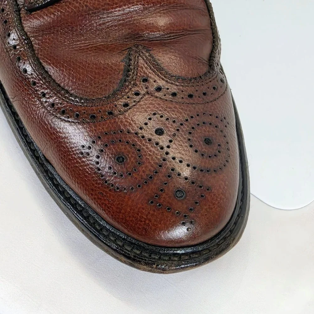 Vintage Men's Brown Leather Wingtip Oxford Dress Shoes Goodyear Welt Size 10.5 D